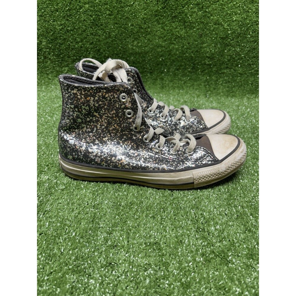 Converse Chuck Taylor All Star High Black Glitter Shoes A09270C Kids 5 Wmns 6.5